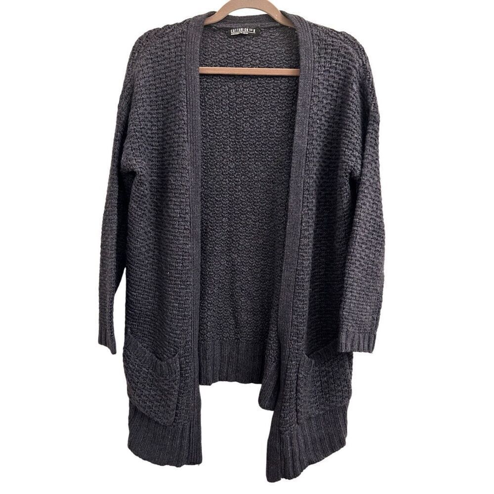 Cotton On Open Front Chunky Cardigan gray-blue M